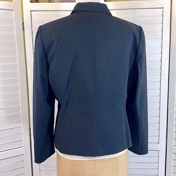 Tahari ASL Blazer Jacket Size 16 Navy Blue Pinstripe - Picture 9 of 15